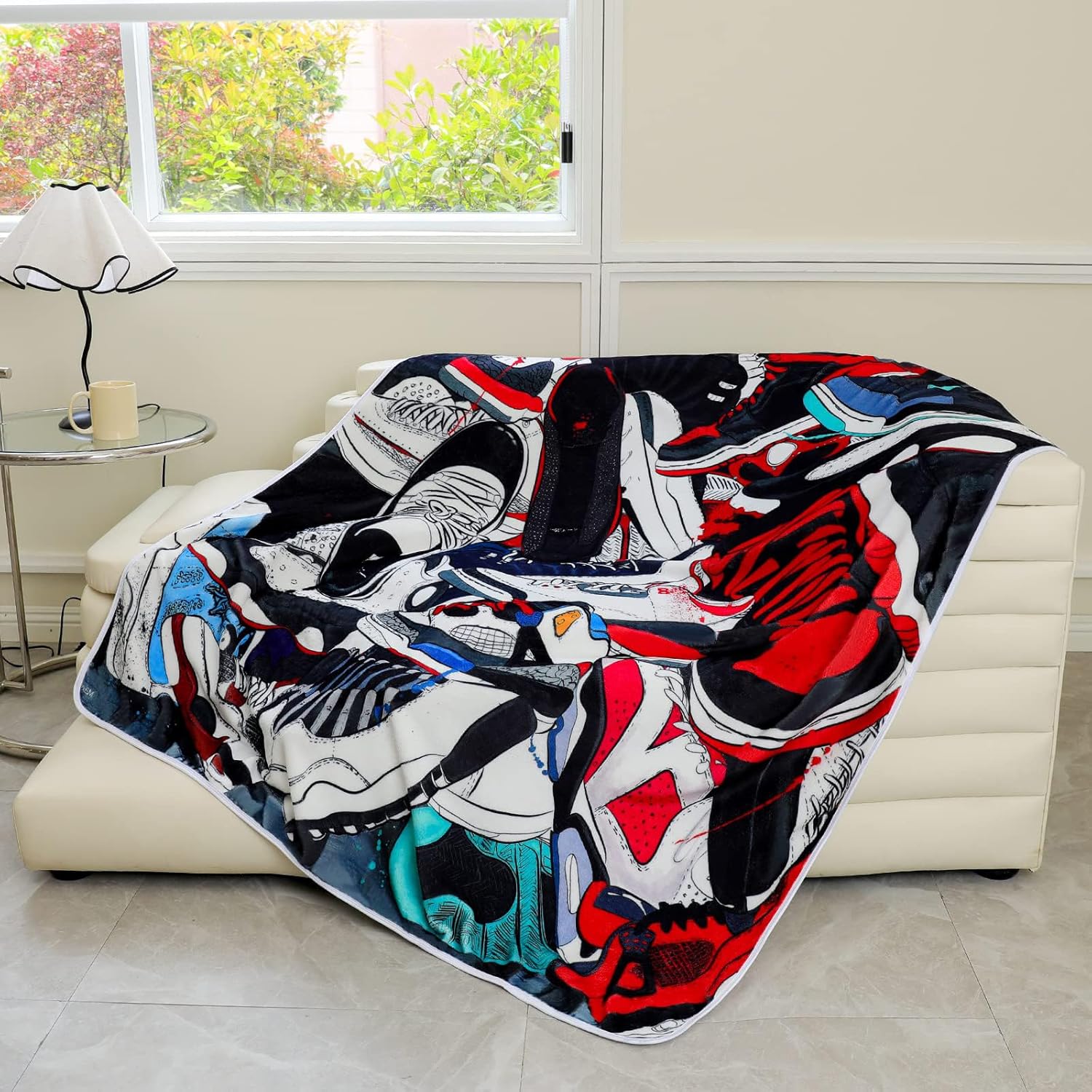 EISKBC Basketball Shoes Print Flannel Fleece Blanket for Kids