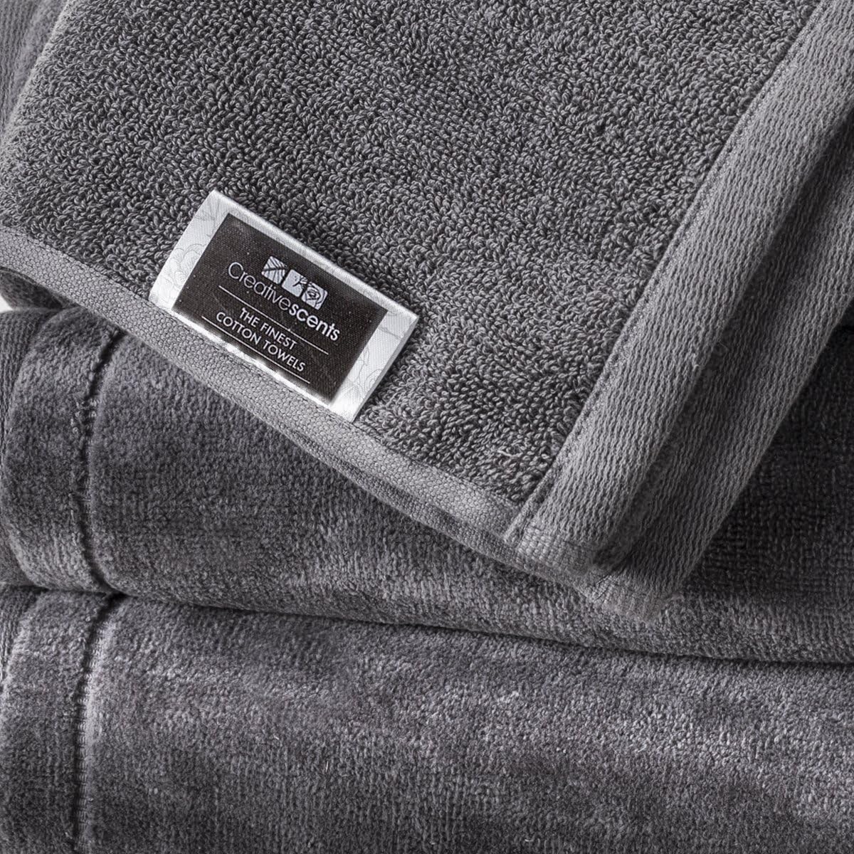 Creative Scents Cotton Fingertip Towels Set 4 Pack Grey