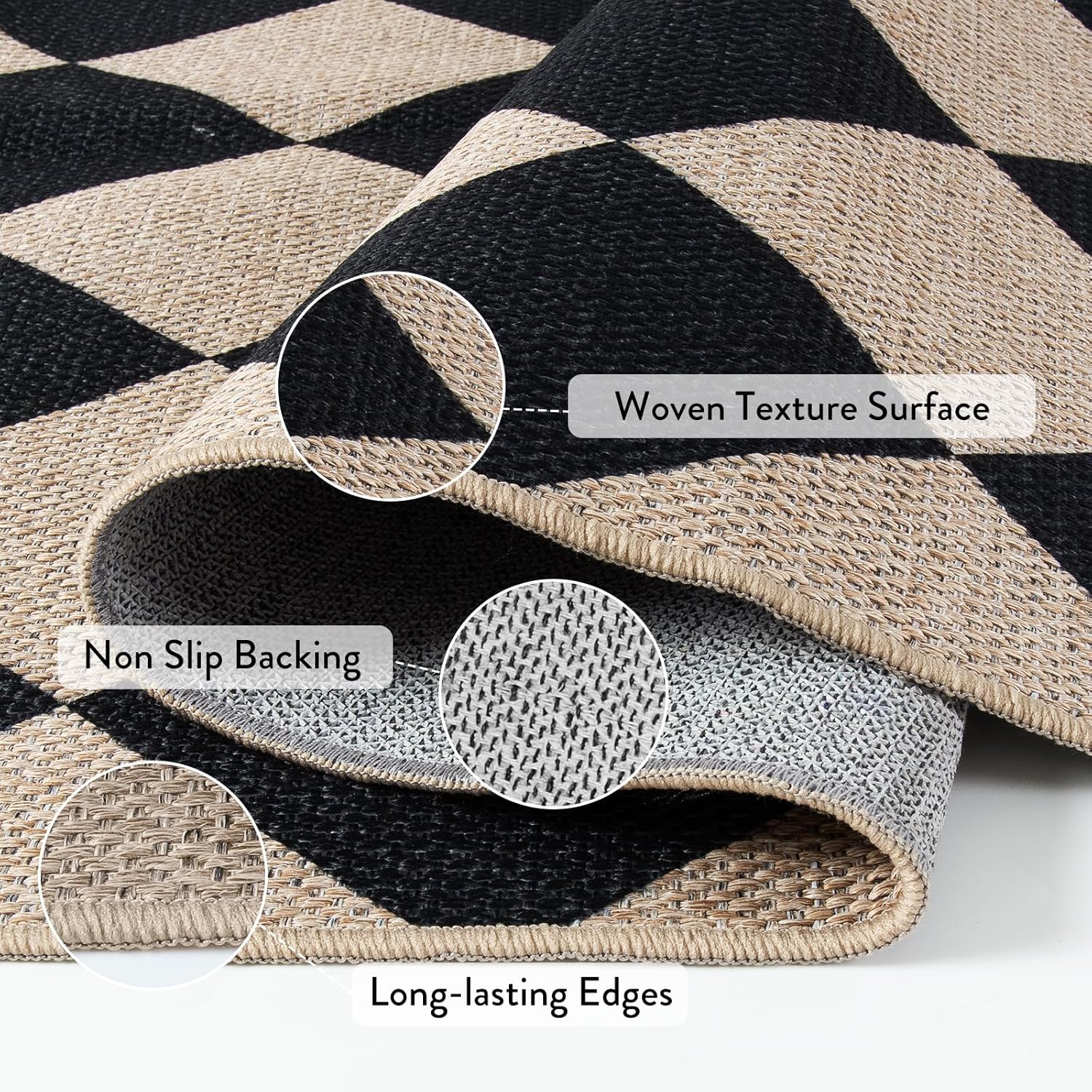Lahome Checkered Jute-Inspired Rug 2x6