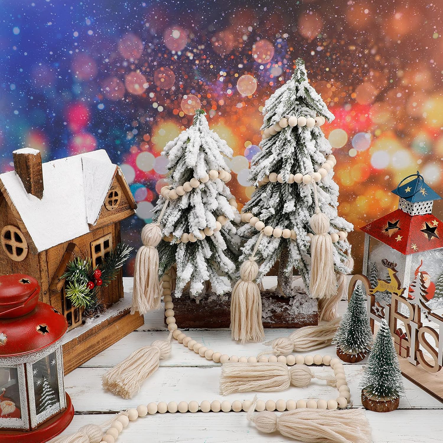 Janinka Boho Tassel Garland Wooden Bead Decor 98ft Wall Hanging