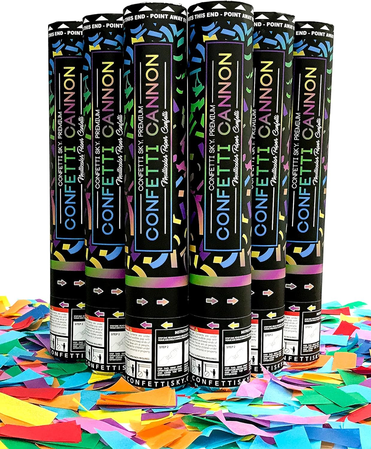 Confetti Sky 6 Pack 12 Inch Confetti Cannons