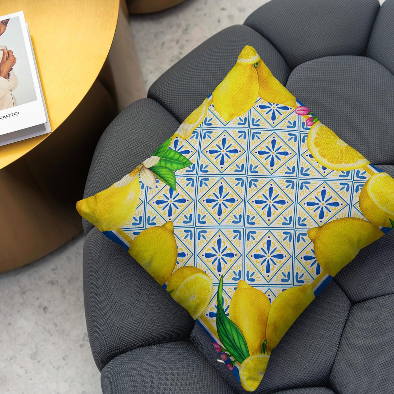 Yarcooly Summer Lemon Throw Pillow Covers