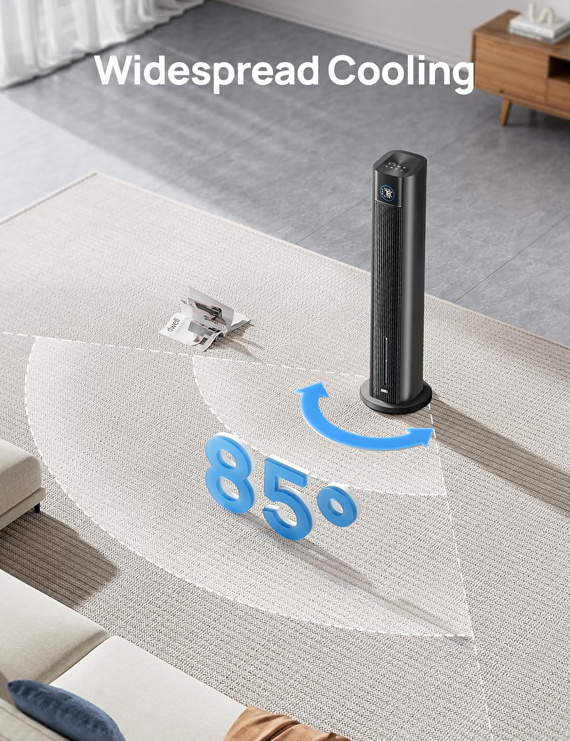 Dreo Tower Fan for Bedroom 43 2025 Upgrade Black