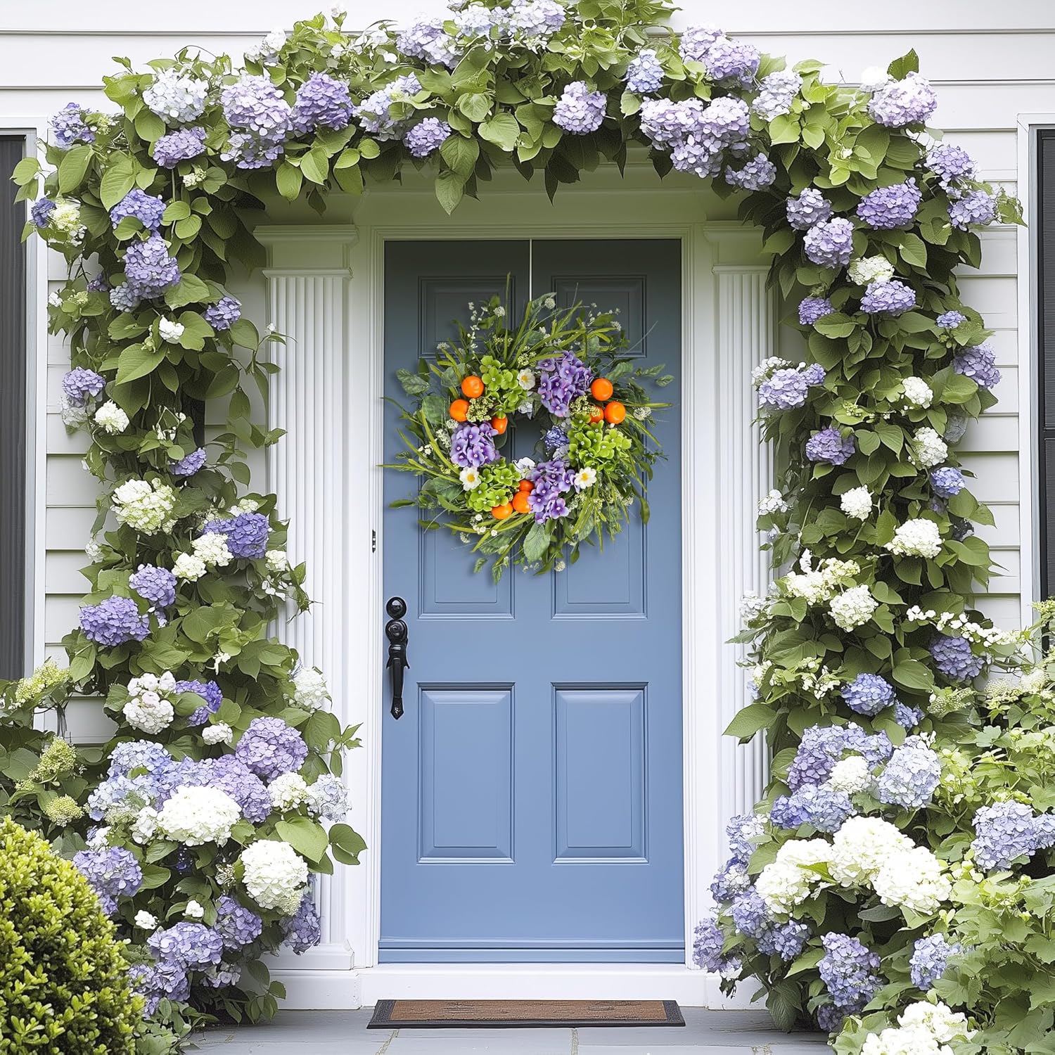 24 Inch Hydrangea Wreath Purple Realistic