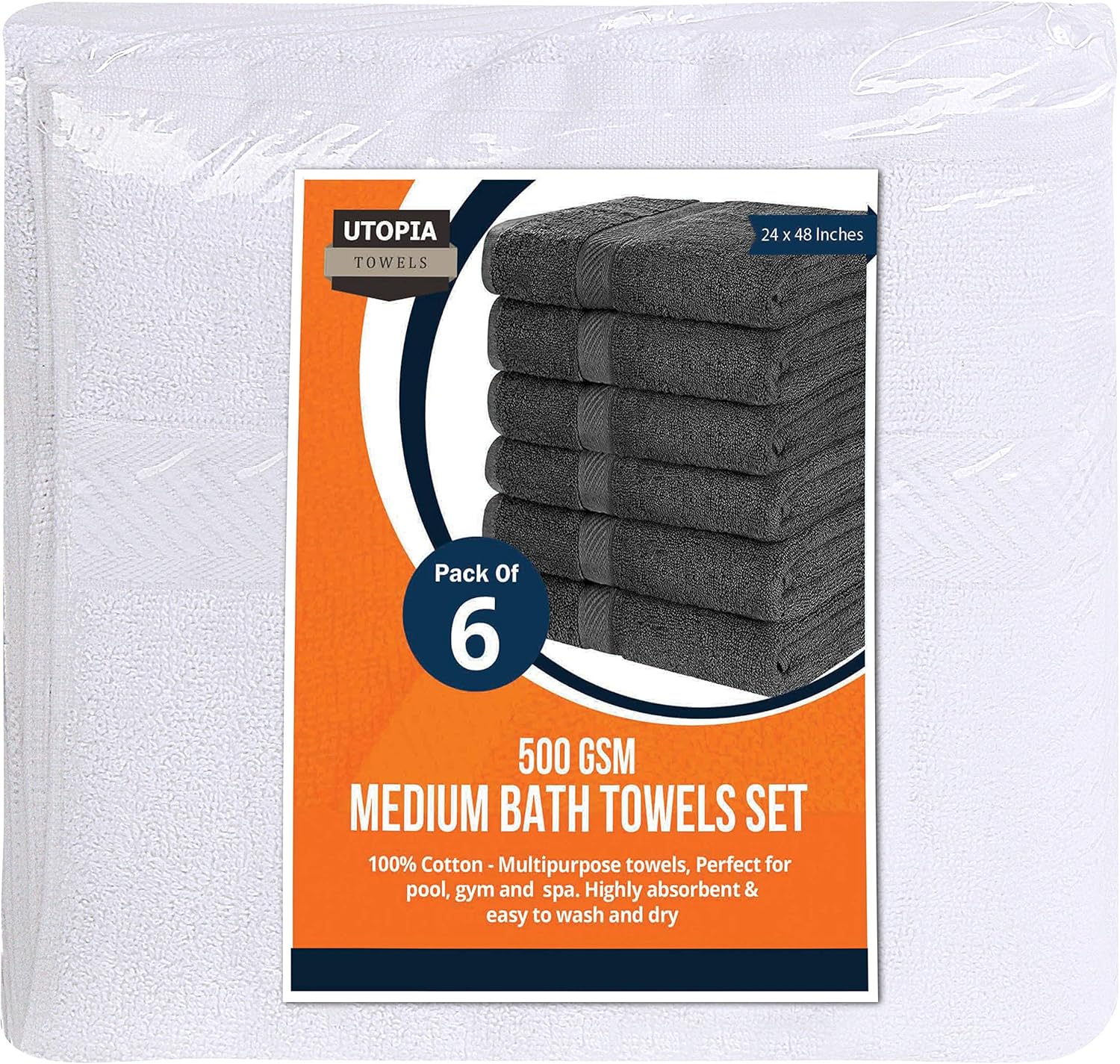 Utopia Towels 6 Pack Medium Bath Towel Set