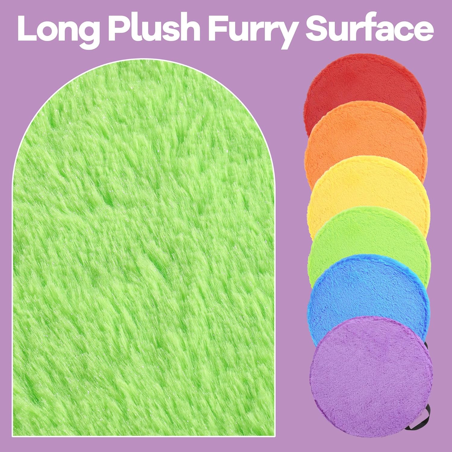 HOMBYS 6-Piece Furry Floor Cushion Set for Kids