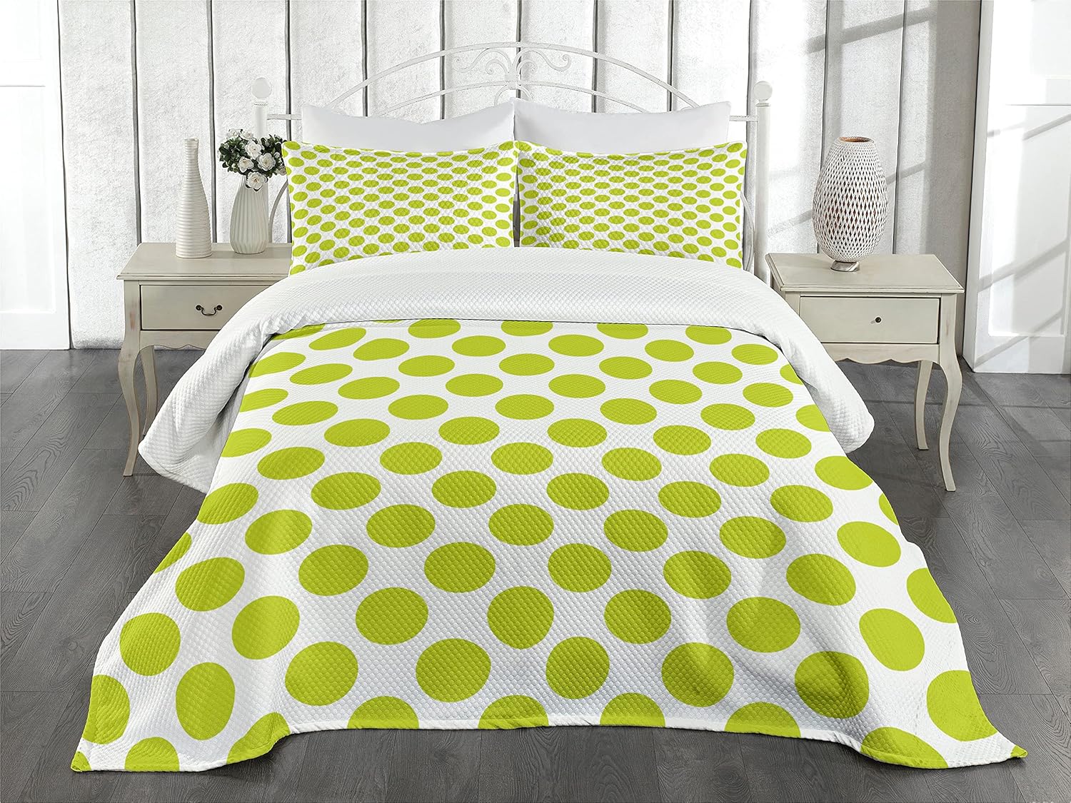 Ambesonne Lime Green Bedspread Set 3 Piece King Size