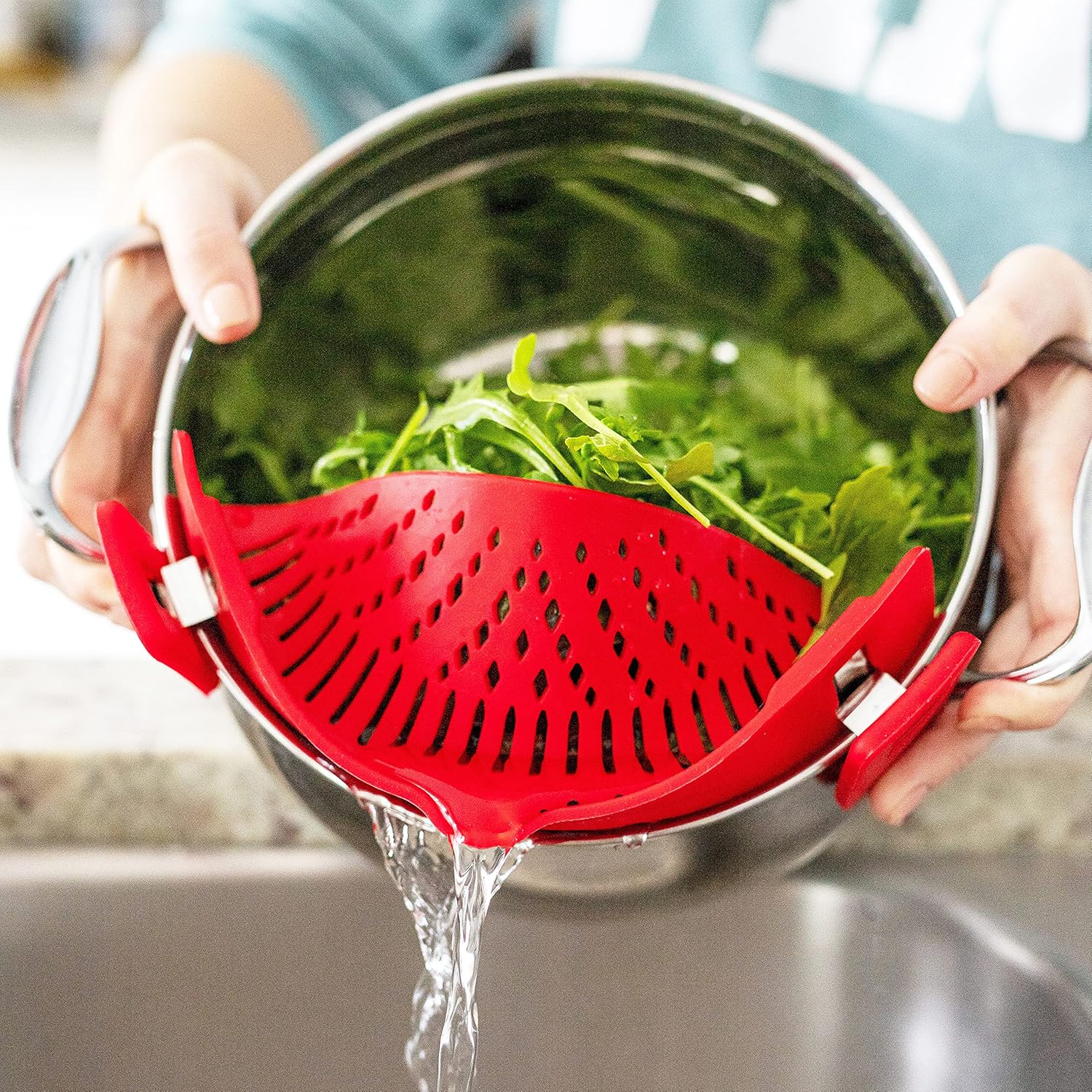 Arlig Clip On Pasta Strainer Universal Fit for Pots and Bowls
